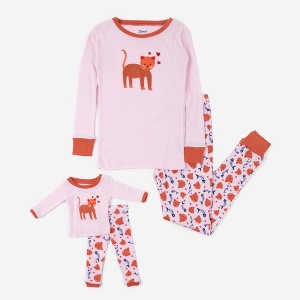 Leveret Girl and Doll Matching Cotton Pajamas - Animal Prints - 1 of 4