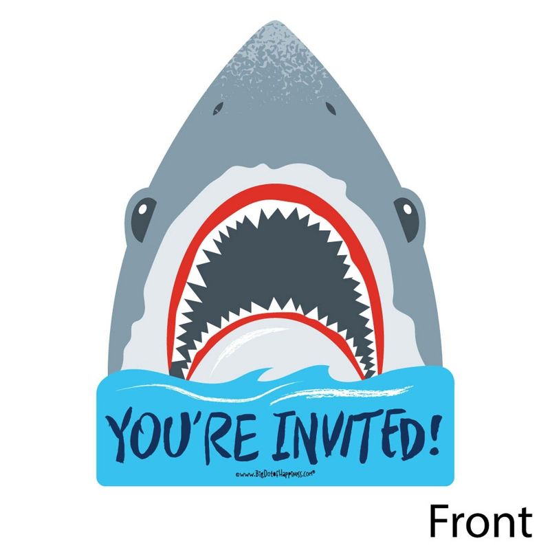 Big Dot of Happiness Shark Zone - Shaped Fill-In Invites - Jawsome Party or Birthday Party Invite Cards with Envelopes - Set of 12, 2 of 7