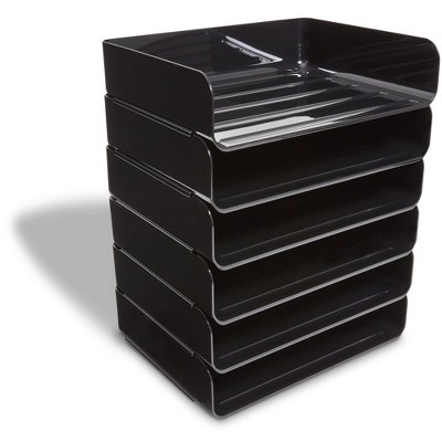 TRU RED Side Load Stackable Plastic Letter Tray Black(TR55329)