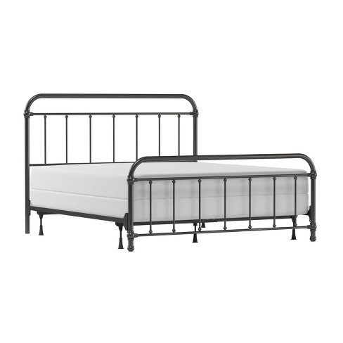 King Kirkland Metal Bed Aged Pewter, King Iron Bed Frame With Headboard