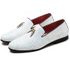 Santimon Men's Prom Glitter Dress Loafers Slip On Shoes Classic Tuxedo Dress Shoes White - 4 of 4