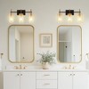 DORESshop 20 in. 3-Light Black and Gold Metal LED Vanity Light with Clear Glass Shades, Modern Bathroom Lighting - 3 of 4