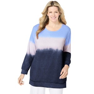 Woman Within Tie-Dyed Knit Sweatshirt Tunic - 1 of 4
