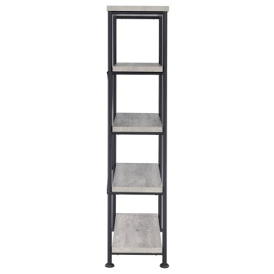 Analiese Gray Driftwood and Black 4-Shelf Bookcase