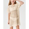 Girls Swim Cover Up Crochet Bathing Suit Cover Ups Short Sleeve Summer Beach Dress - 3 of 4