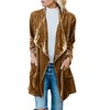 Garvee Women Open Front Lapel Long Sleeve Gold Velvet Maxi Coat With Pockets - 2 of 3