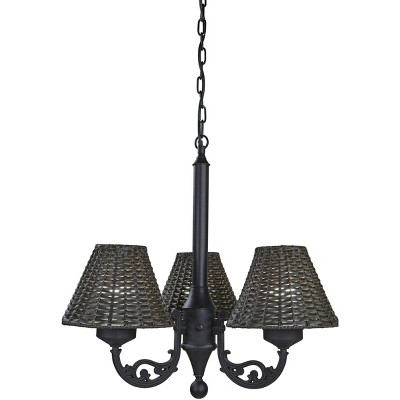 Patio Living Concepts Versailles Chandelier 17750 with Black Body and Walnut Wicker Shades