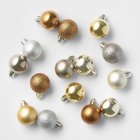 25ct Round Mini Christmas Tree Ornament Set Metallic - Wondershop