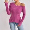 Coolmee Women's Long Sleeve Sweater One off Shoulder Lightweight Casual Tunic Top - 2 of 4