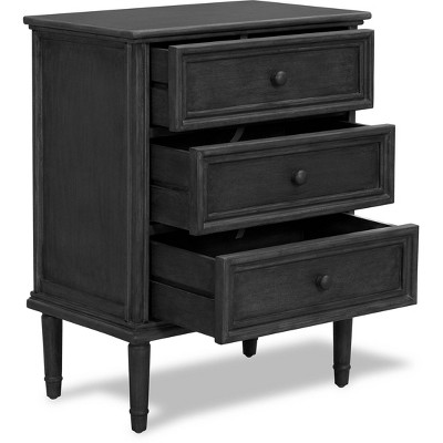 Traditional Dark Gray 3-Drawer Office Storage Cabinet with Bronze Hardware