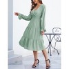 Women's Casual Wrap V Neck Midi Dress Long Sleeve Smocked Waist Tiered A Line Pleated Flowy Long Dress - 2 of 4