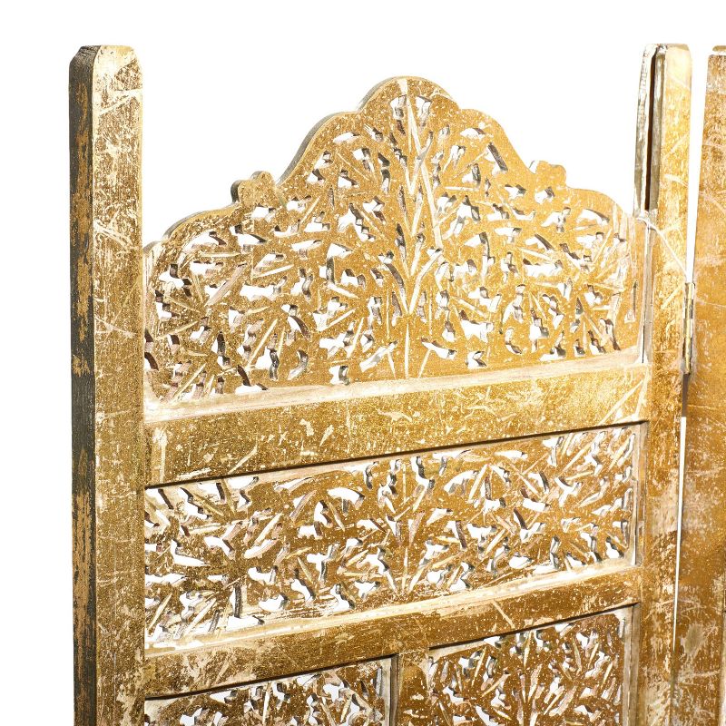 Traditional Intricate Carved Room Divider Screen Gold - Olivia &#38; May, 4 of 11