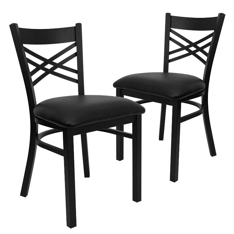 Emma and Oliver 2 Pack "X" Back Metal Restaurant Chair, 1 of 7