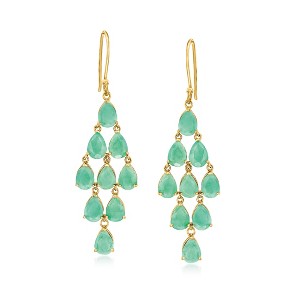 Ross-Simons 11.00 ct. t.w. Emerald Chandelier Earrings in 18kt Gold Over Sterling - 1 of 4
