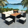 vidaXL Outdoor Dining Set Black with cream white cushions - 2 of 4