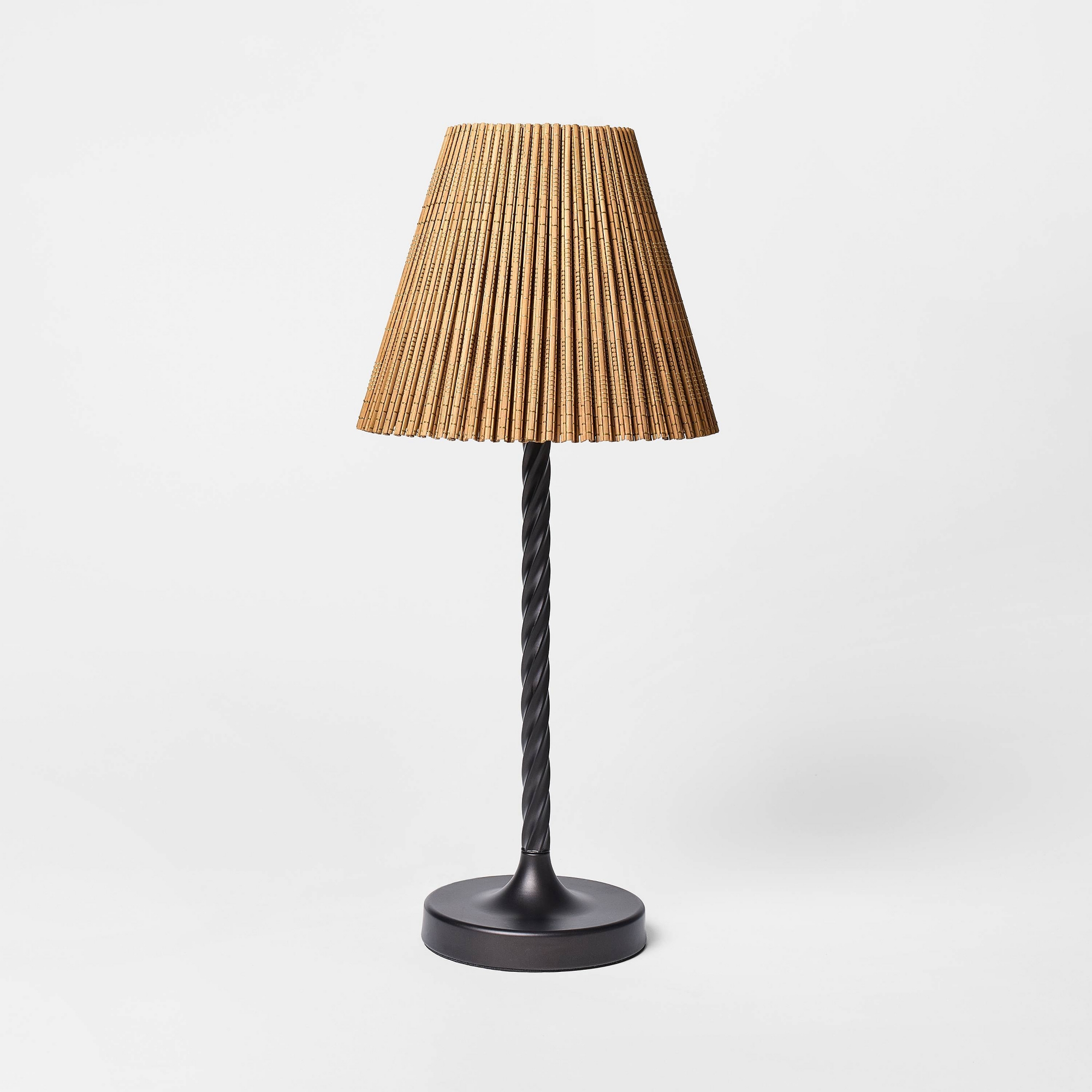 Twisted Metal with Natural Shade Table Lamp