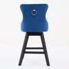 PDTEND Swivel Velvet Bar Stools with Button Tufted Decoration and Wooden Legs, Chrome Nailhead Trim Set of 2 - 4 of 4
