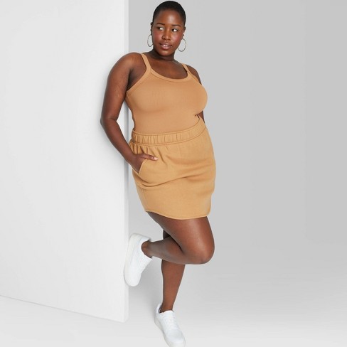 Women's Cotton Stretch Tank Bodysuit - Auden™ Brown XL