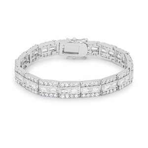 Slickblue 7.25 Inch Rhodium-Plated CZ Bracelet, 5.1 Carat, Women’s Link Jewelry with Lock Clasp, 4 Color Options - 1 of 3