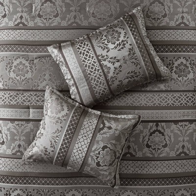 Bellagio Gray Jacquard 7-Piece Queen Comforter Set