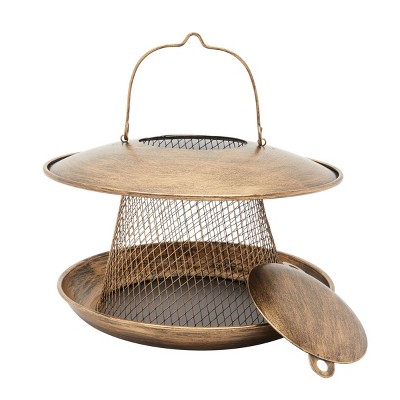 Farmlyn Creek Brown Gold Hanging Bird Feeder Hopper for Outdoors, 11 x 8.7 in