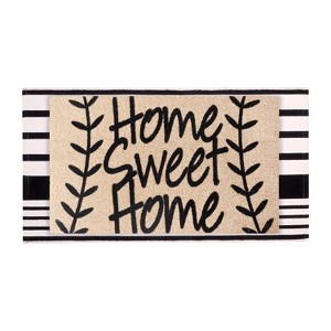 A1HC 100% Coir Welcome Mat with Black and White Striped Rug Combo Sets - 1 of 4