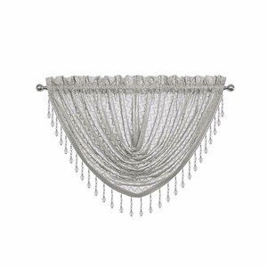 Kate Aurora Elegant Crystal Beaded Chevron Design Window Curtain Valances - 1 of 1