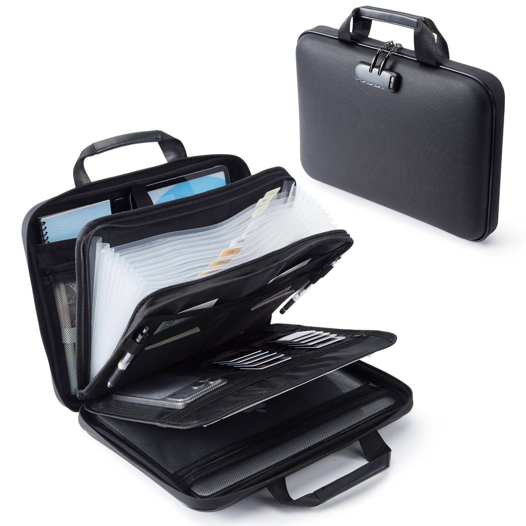 Fireproof Document Box with Lock, Waterproof Fire Safe Hard Case File Box, Portable Important Document Storage Organizer Bag