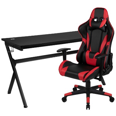 Blackarc Bravo Red Gaming Desk & Chair Set: High Back Gaming Chair With  Lumbar Support & Adjustable Arms; Desk With Cupholder/headphone Hook :  Target