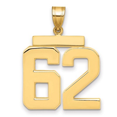 Black Bow Jewelry 14k Yellow Gold, Athletic Collection, Large Polished Number 62 Pendant