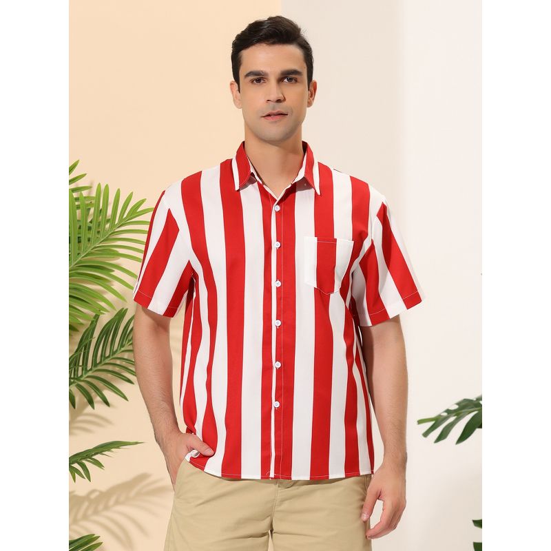 Lars Amadeus Men's Summer Irregular Printed Camp Collar Short Sleeves Button Down Hawaiian Shirt, 2 of 7