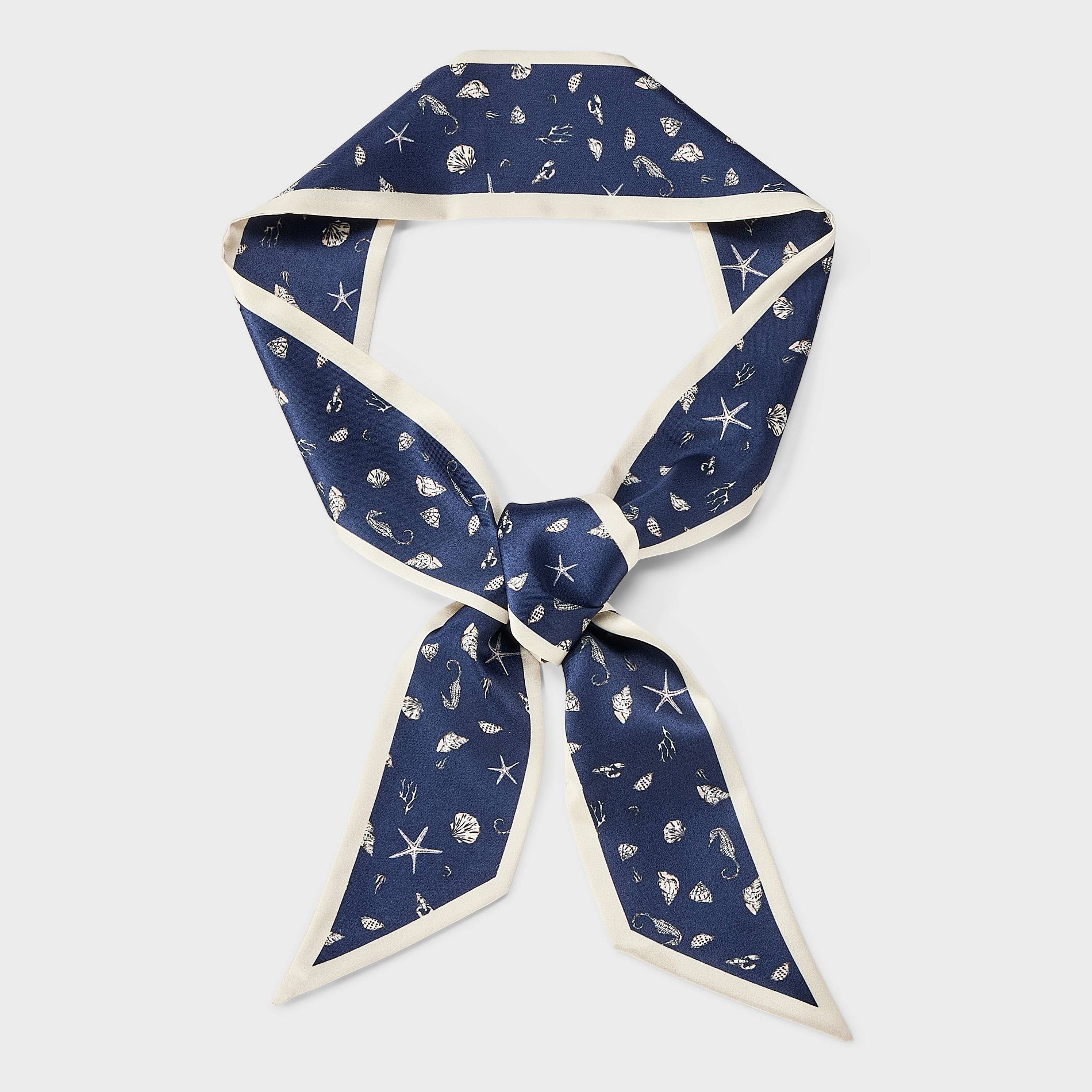 Sea Life Printed Skinny Scarf - A New Day™ Navy Blue
