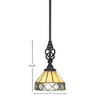 Toltec Lighting Elegante 1 - Light Pendant in  Matte Black with 7" Diamond Peak Art Glass Shade - 2 of 2