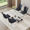 NicBex Dining Table Set for 4 Kitchen Table Rectangular Transprant Tempered Glass Dining Tabletop with 4 PU Chairs - 3 of 4