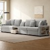 Christopher Knight Home Dirae 132.5'' Modern 4-Seater Chenille Upholstered Sectional Sofa with Console, Storage Armrest and Pillows - 2 of 4