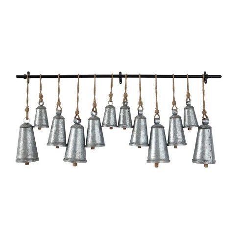 Galvanized Iron Hanging Bells, Set of 3