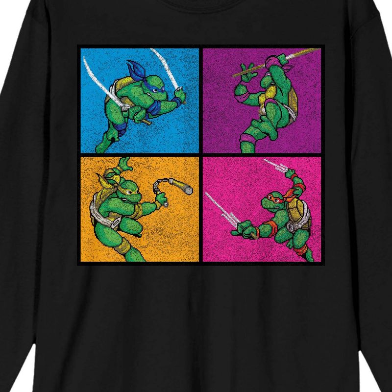 TMNT Four Square Fighters Women's Black Long Sleeve Shirt, 2 of 4