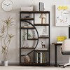 Tall Industrial Bookshelf, Wood Open Display Shelf, Moon Design Bookshelf with 9 Tiers - 3 of 4