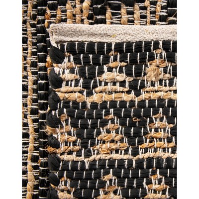 Handmade Black and Natural Geometric Jute Runner