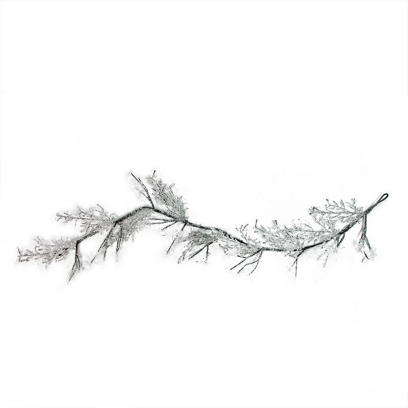 Northlight 5' x 6" Unlit Clear Ice and Snowflakes on Black Twig Christmas Garland, 4 of 5