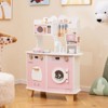 Infans Wooden Kids Kitchen Playset Pretend Play Kitchen w/ Coffee Maker & Microwave - 3 of 4