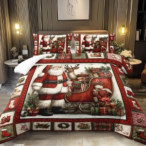 Hachikiko Christmas Santa Claus Bedding Set, Comforter with Pillow Shams, Holiday Bedroom Decor Gift - 1 of 4