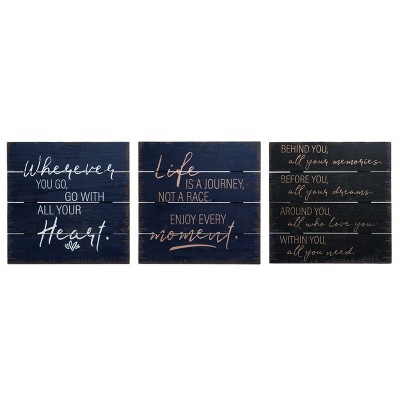 Transpac Wood Encouraging Word Decor Set of 3 Spring Home Decorations