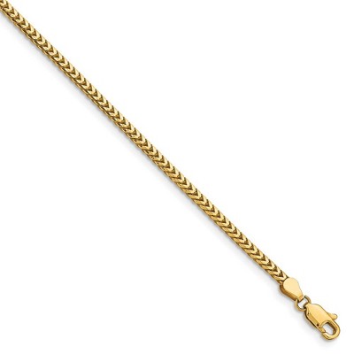 Black Bow Jewelry 2.5mm, 14k Yellow Gold, Solid Franco Chain Bracelet