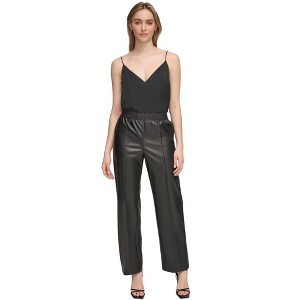 Calvin Klein Womens Leather Casual Trouser Pants - 1 of 1