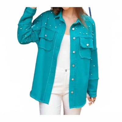 Women's Studded Shacket - Peach Love