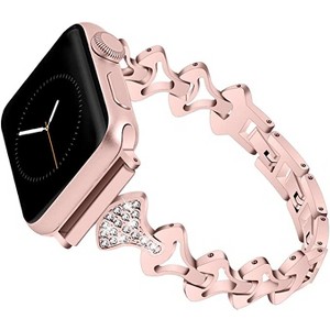 Worryfree Gadgets Apple Watch Band Jewelry Metal Strap Bling Diamond Rhinestone Wristband Strap for iWatch Bands Series 8 7 6 5 4 3 2 1 SE - 1 of 3