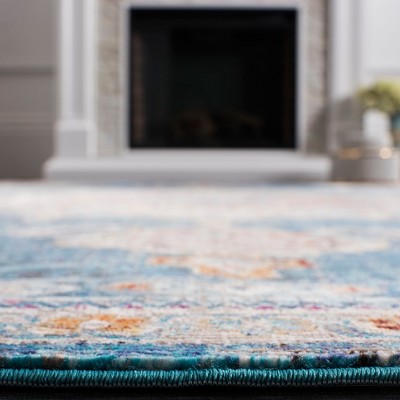Navy and Ivory 4' x 6' Synthetic Oriental Area Rug