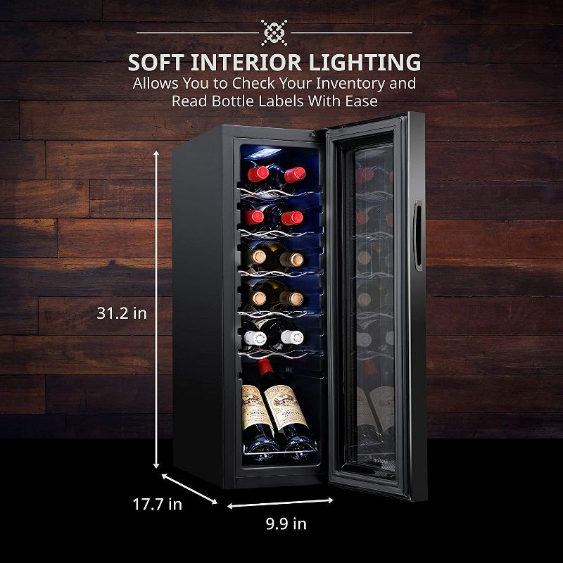 Ivation 12-Bottle Compressor Freestanding Wine Cooler Refrigerator - Black, 4 of 8
