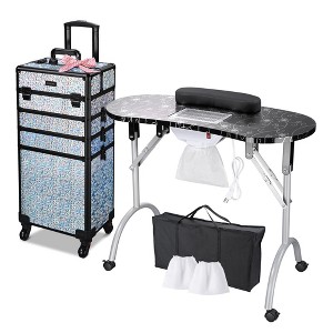Byootique Folding Manicure Nail Table 4in1 Rolling Makeup Train Case - 1 of 4